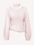 Elegant linen gauze Top Palazzo blouse with foulard collar and puffed sleeves, made in Italy