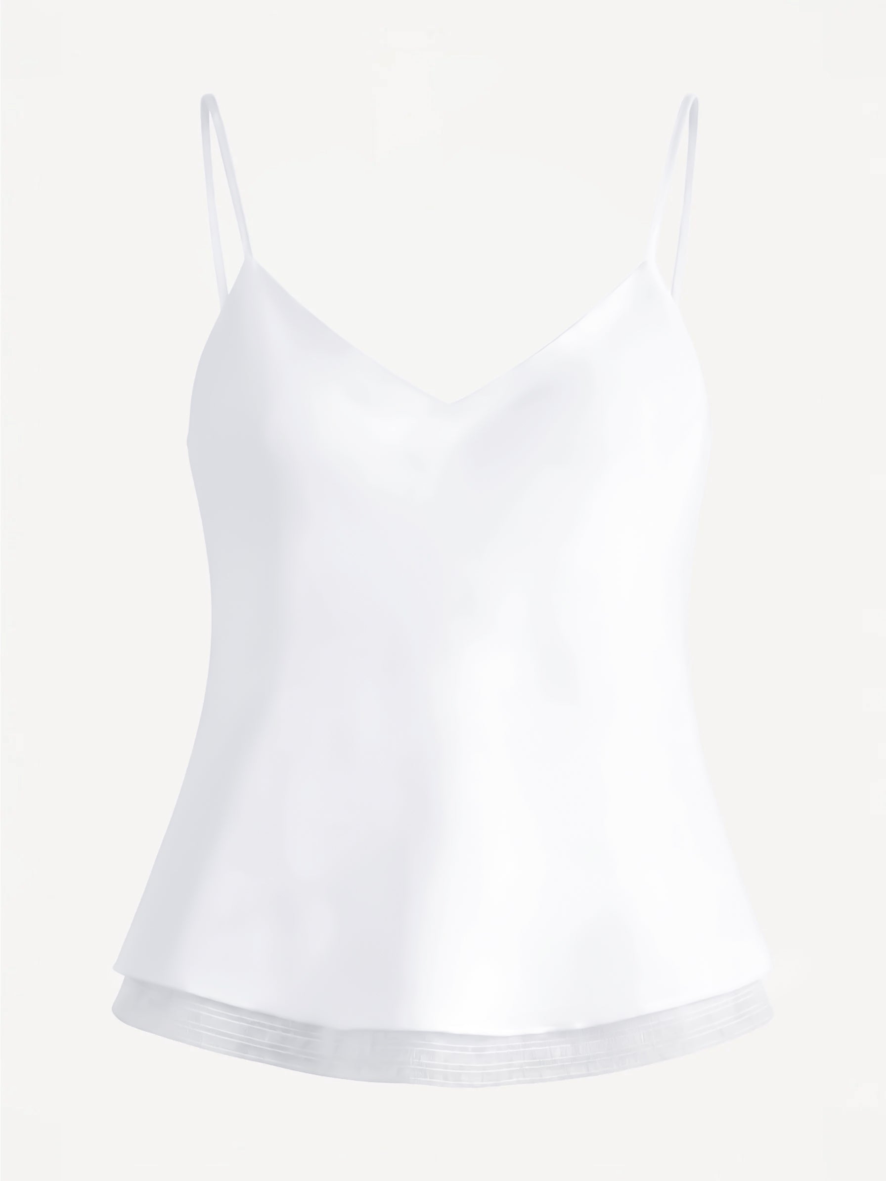 Capri® white linen top with thin straps and V-neckline, front view – 100% Capri