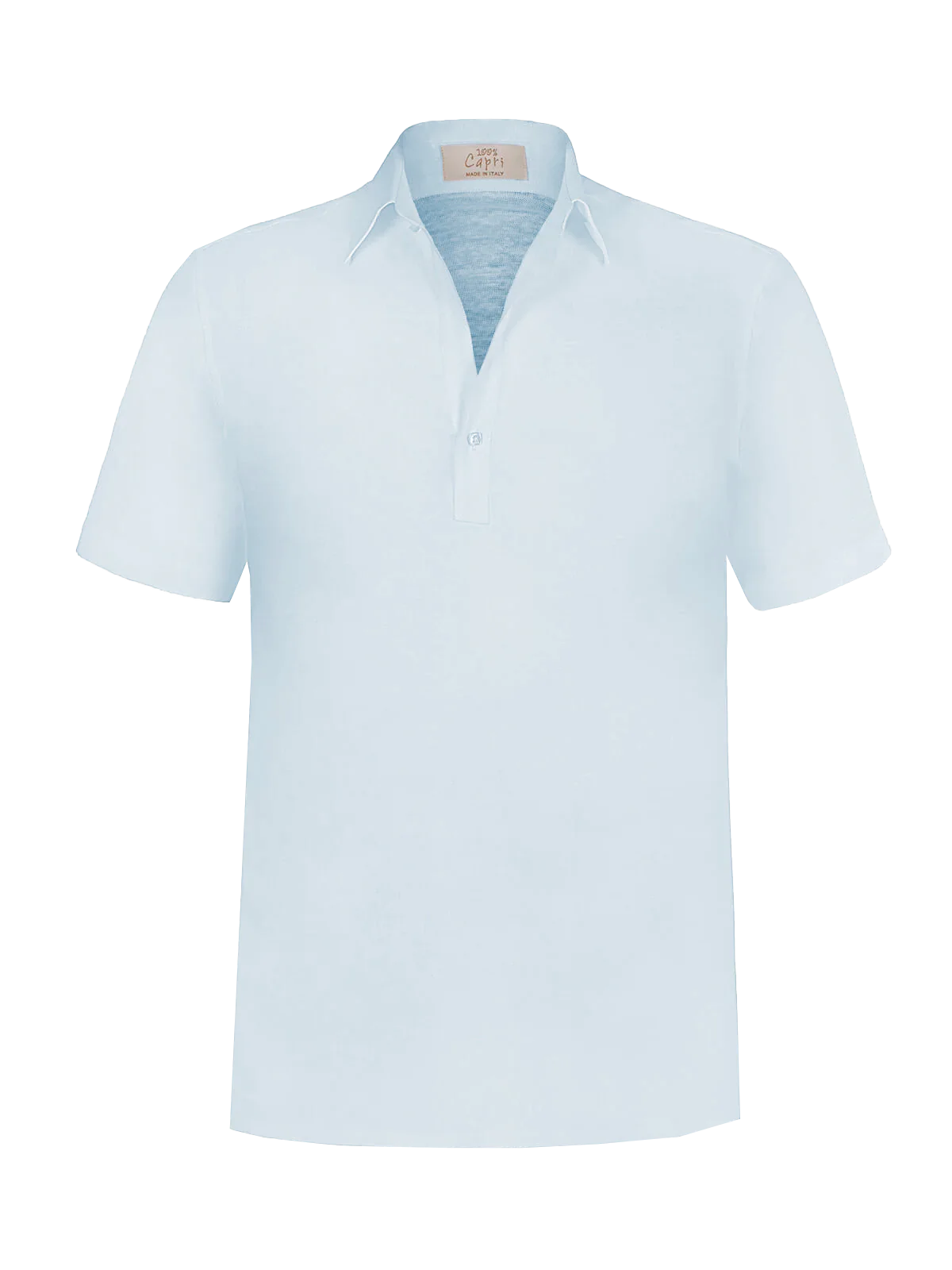 Camicia Portofino for man 100% Capri linen aquamarine t-shirt front 