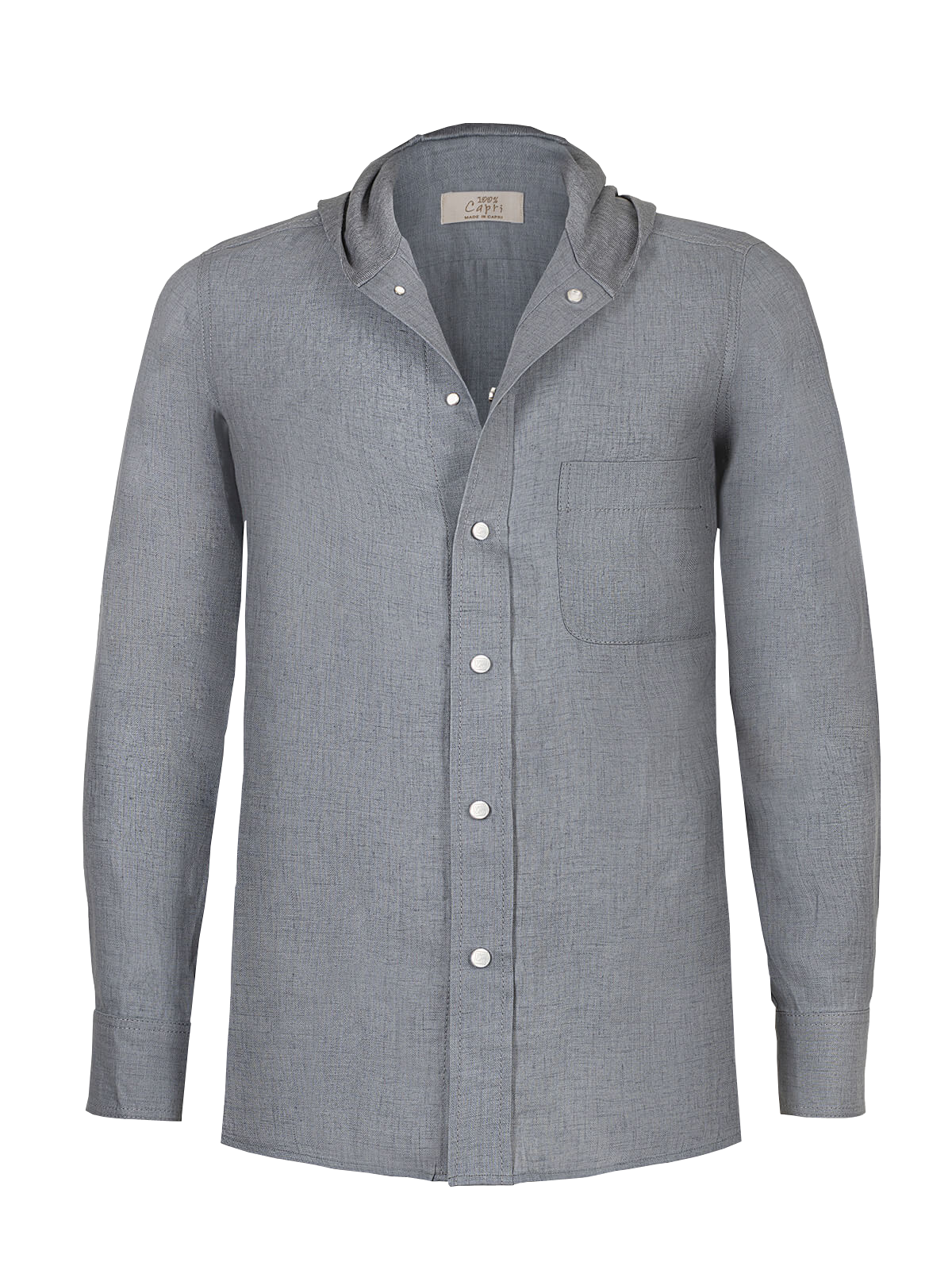 Camicia Cappuccio 100% Capri dark grey linen t-shirt front