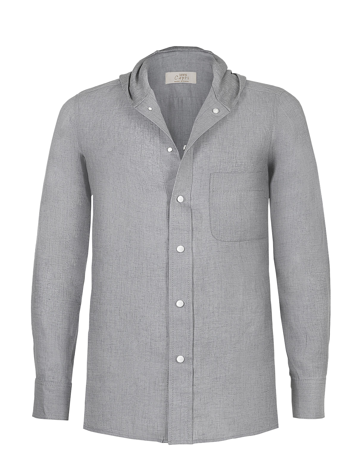 Camicia Cappuccio 100% Capri light grey linen t-shirt front