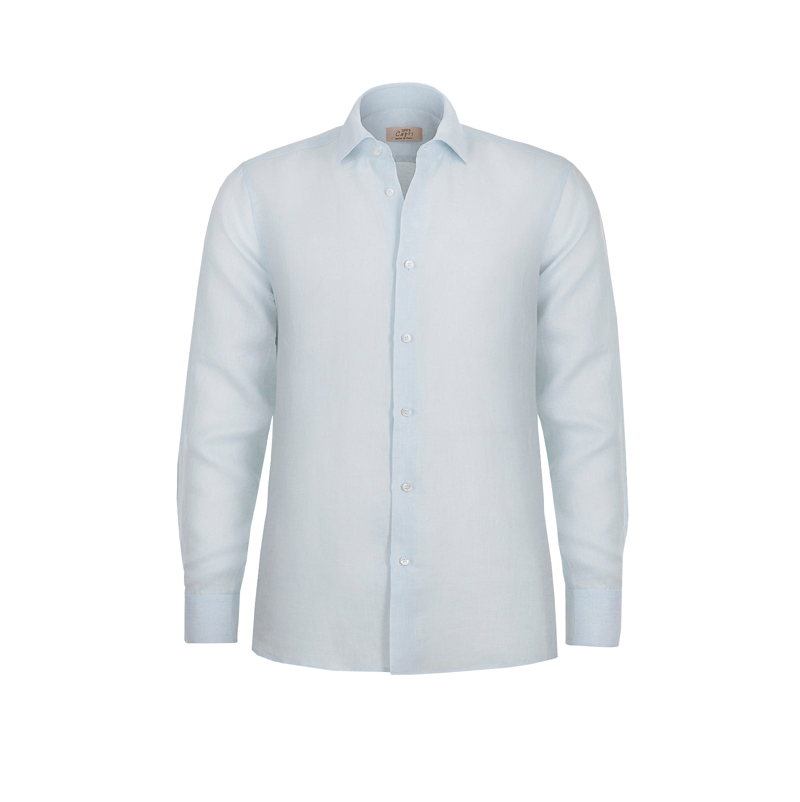 Camicia Mykonos 100% Capri aquamrine linen shirt front