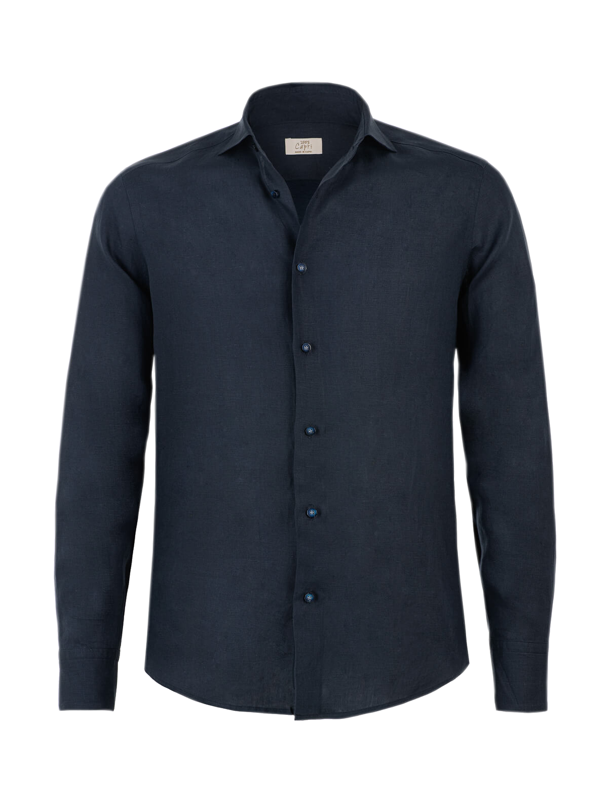 Camicia Mykonos 100% Capri blue linen shirt front