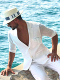 Giacca Sud Man 100% Capri white linen jacket worn by model