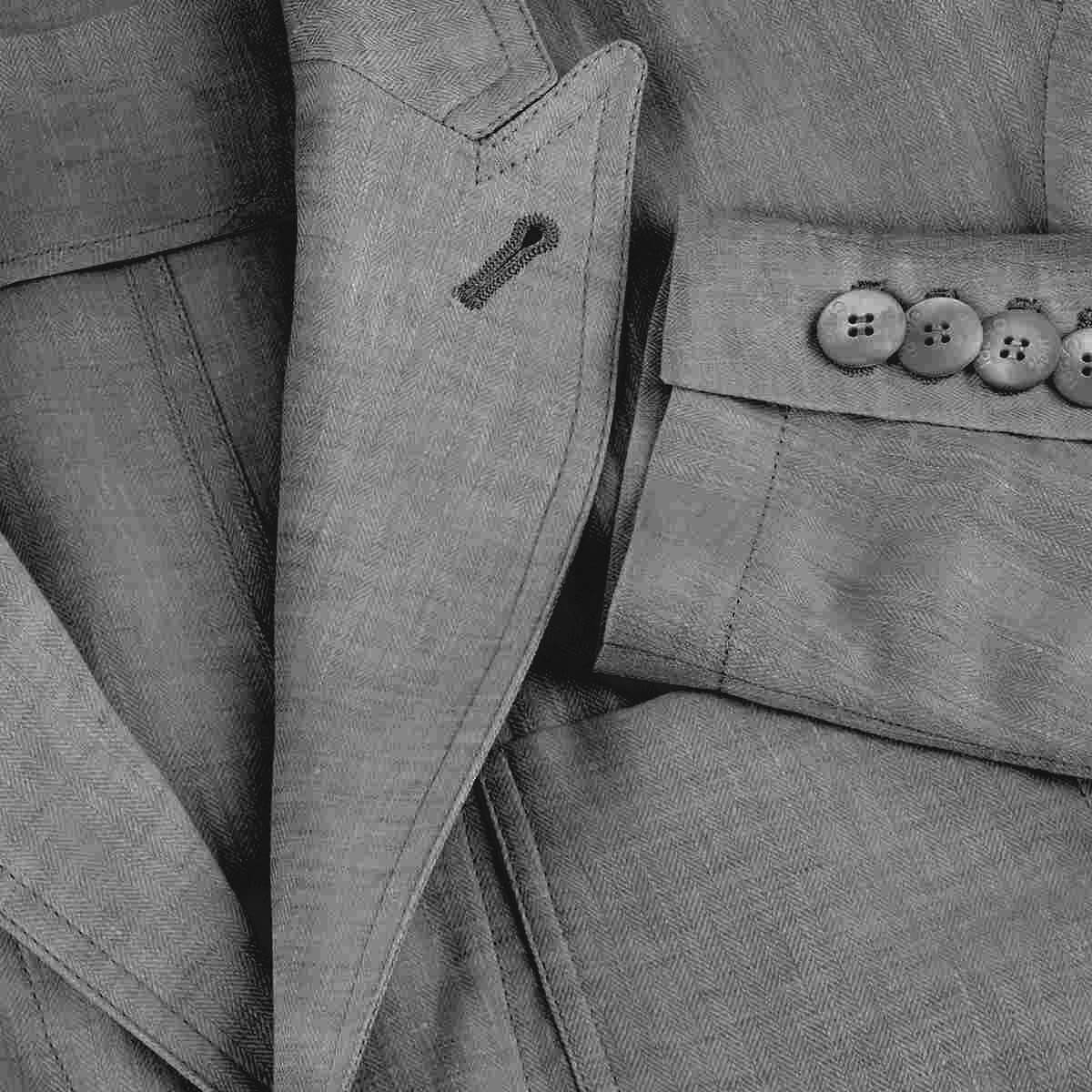Giacca St. Tropez 100% Capri dark grey linen jacket for man  detail