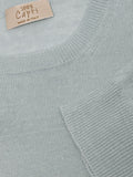 T-Shirt M/L for man 100% Capri linen aquamarine t-shirt detail