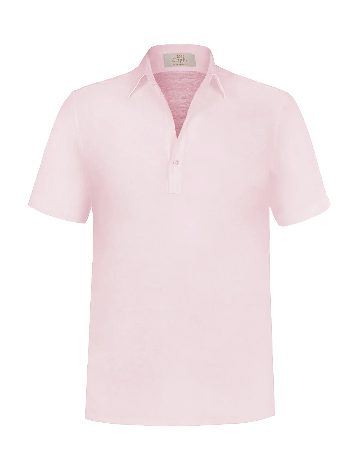 Camicia Portofino for man 100% Capri linen pink t-shirt front