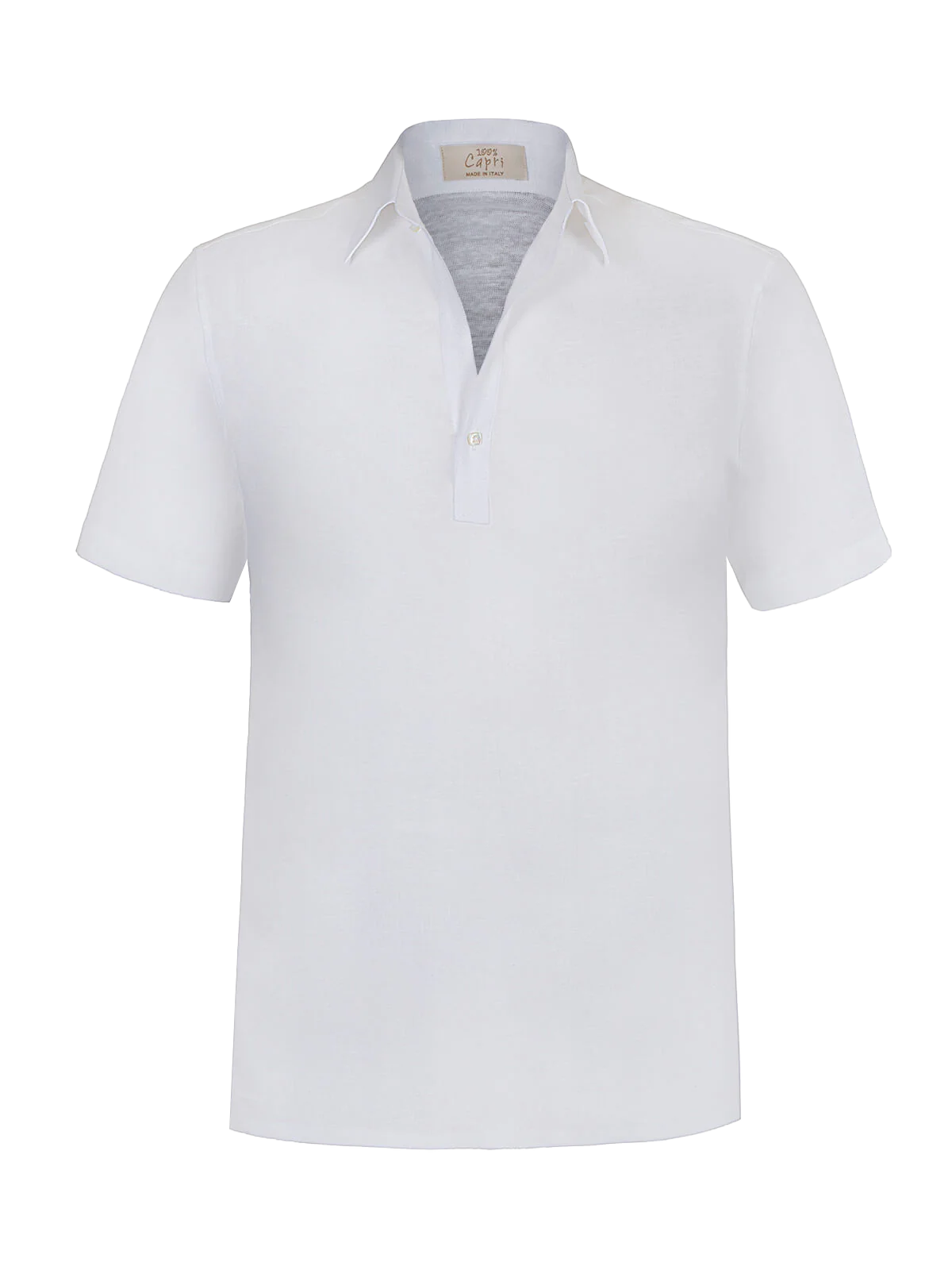 Camicia Portofino for man 100% Capri linen white t-shirt front