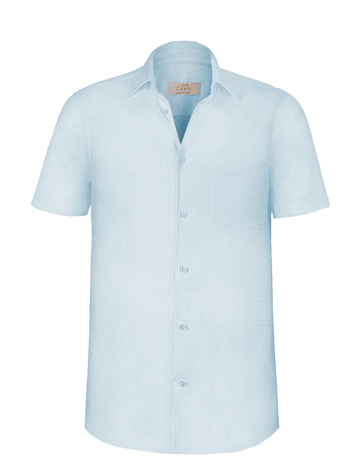Camicia Short Sleeve 100% Capri aquamarine linen shirt front