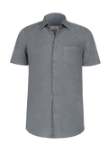 Camicia Short Sleeve 100% Capri dark grey linen shirt front