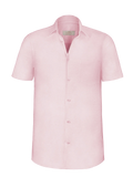 Camicia Short Sleeve 100% Capri pink linen shirt front