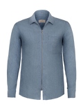 Camicia Zip Malta 100% Capri for man linen jeans shirt front