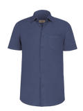 Camicia Short Sleeve 100% Capri blue linen shirt front