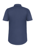 Camicia Short Sleeve 100% Capri blue linen shirt back