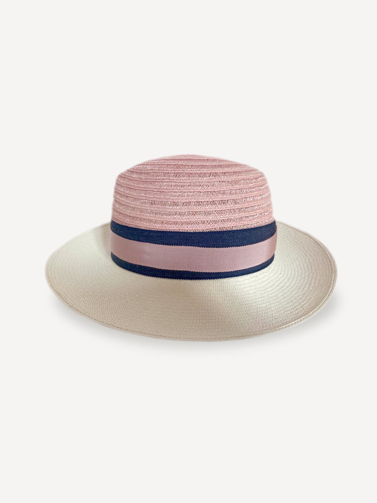 Capri Hat for woman 100% Capri straw pink and whitehat