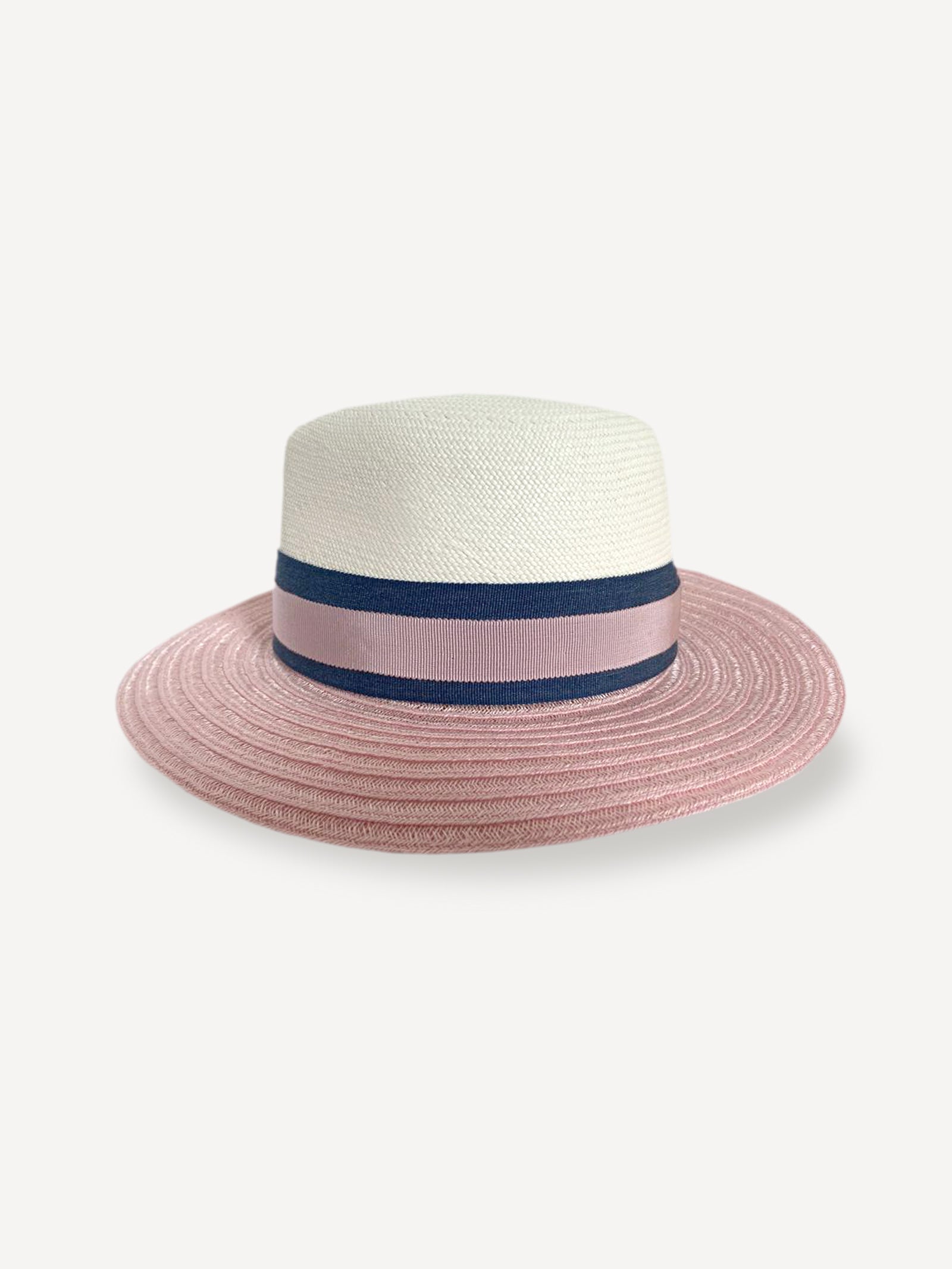 Capri Hat for woman 100% Capri straw white and pink hat