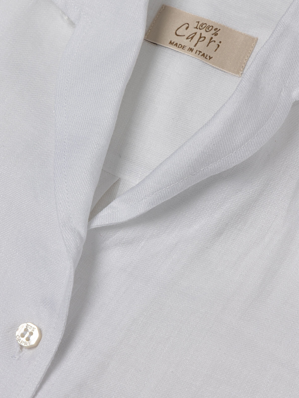 Classy linen shirt for woman 100% Capri white shirt  detail