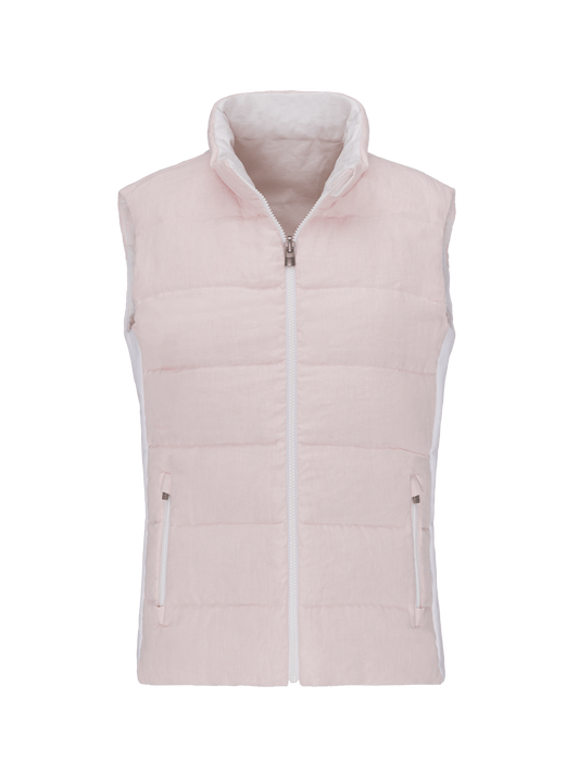Gilet Ischia reversible for woman 100% Capri pink linen gilet front