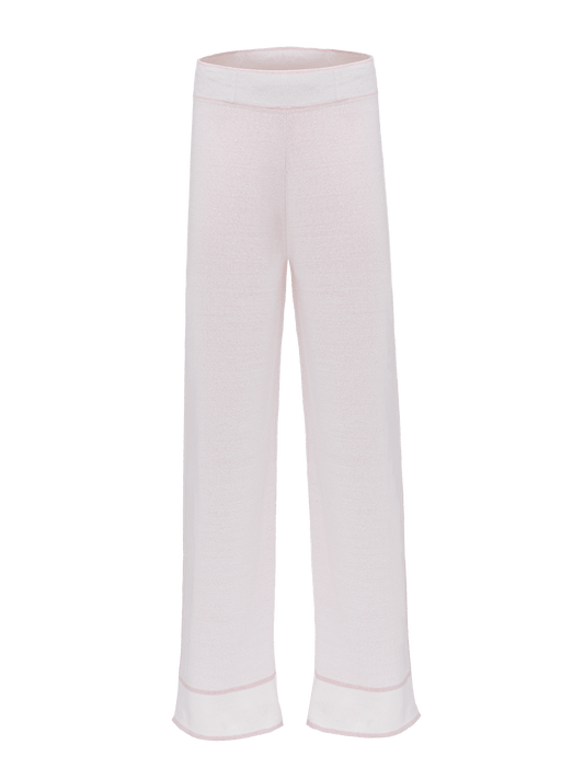 Kimono Pants fot woman 100% Capri white and pink linen pant front