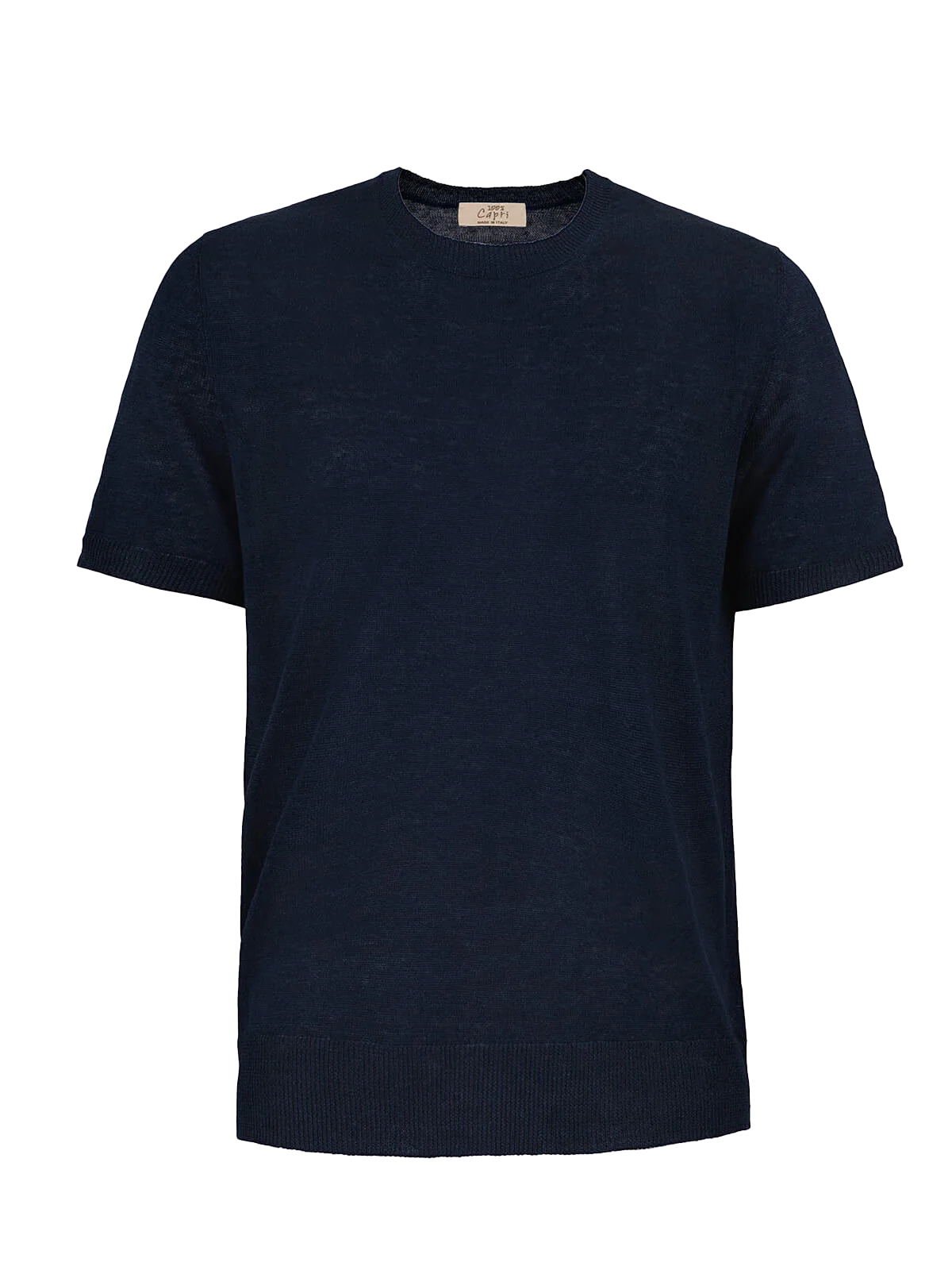 T-Shirt M/C 100% Capri blue linen t-shirt front