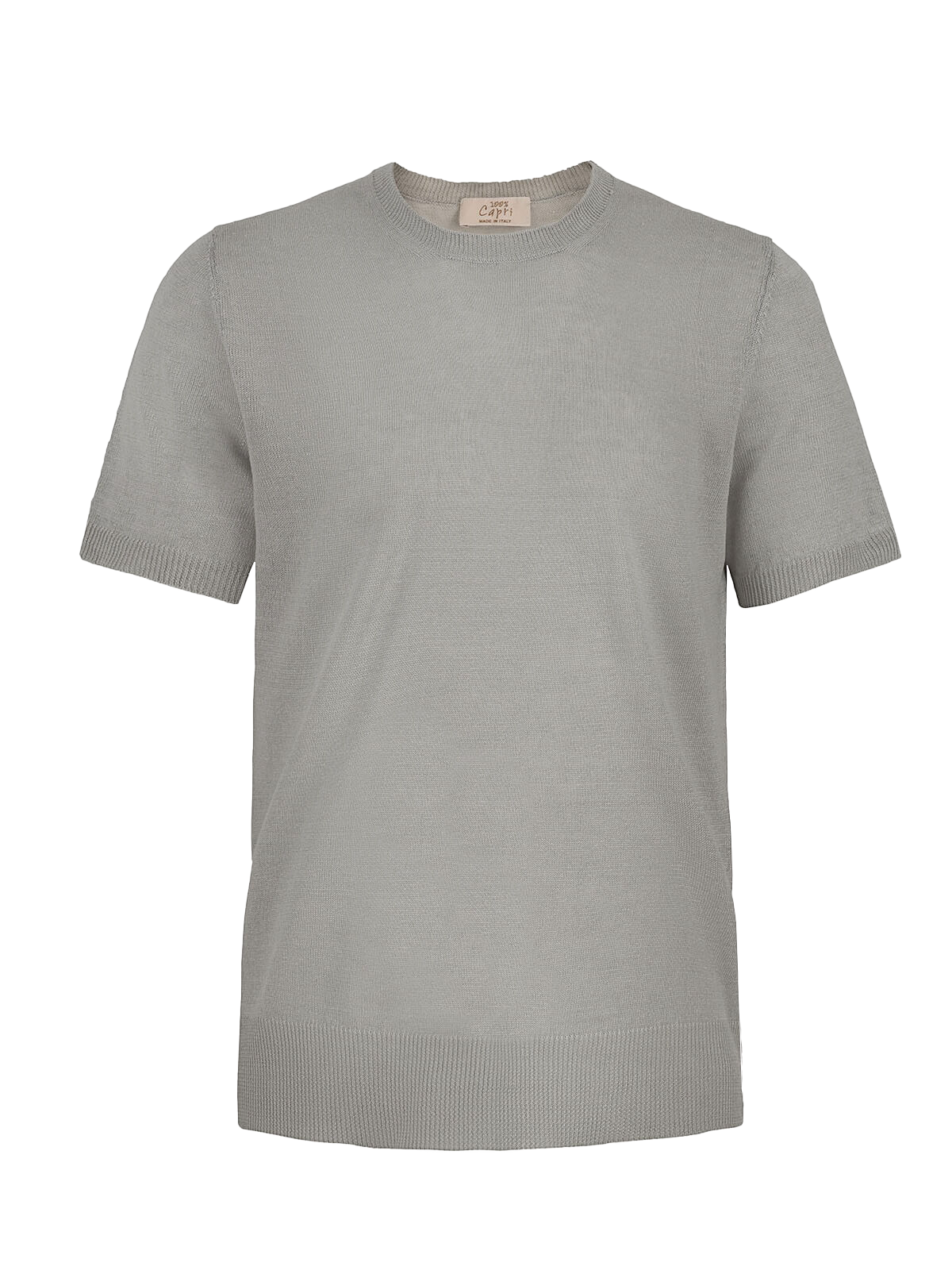 T-Shirt M/C 100% Capri light grey linen t-shirt front