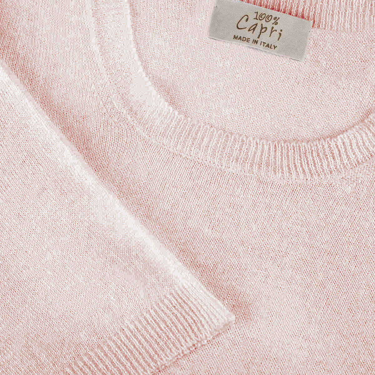 T-Shirt M/C 100% Capri pink linen t-shirt detail