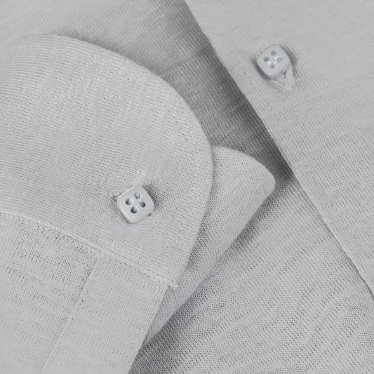Long Sleeve Linen Shirt light grey 100% Capri details