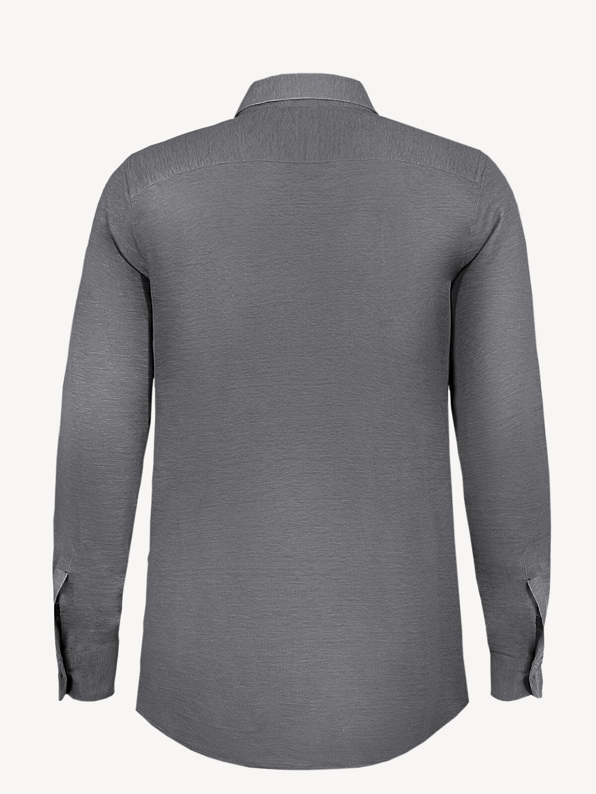 Back view of long sleeve dark grey linen shirt – 100% Capri
