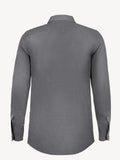 Back view of long sleeve dark grey linen shirt – 100% Capri