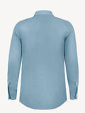 Back view of long sleeve jeans linen shirt – 100% Capri