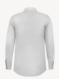 Back view of long sleeve light grey linen shirt – 100% Capri