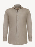 Long sleeve nut linen shirt, front view – 100% Capri