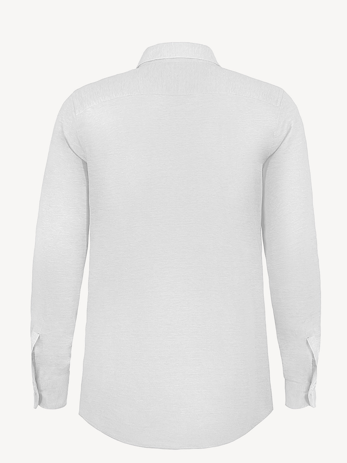 Back view of long sleeve white linen shirt – 100% Capri