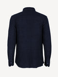 Man Terry blue linen terry shirt, back view – 100% Capri