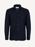 Man Terry blue linen terry shirt, front view – 100% Capri