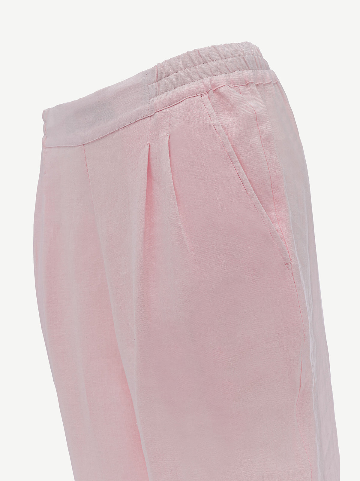 Miami Linen Pants for woman 100 % Capri linen pink pant detail