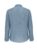 Reversible linen shirt for man 100% Capri linen dark jeans shirt backside 1