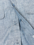 Reversible linen shirt for man 100% Capri linen light jeans shirt detail side 2