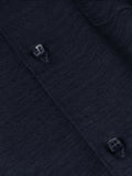 Detail of linen texture on short sleeve blue shirt – 100% Capri