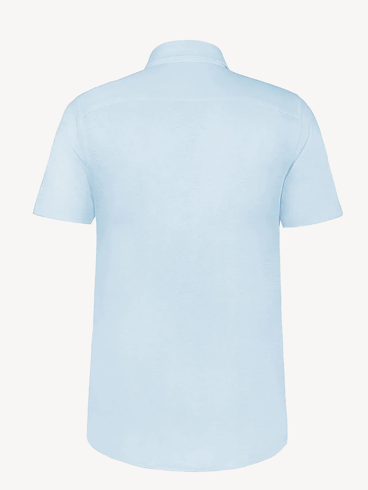 Back view of short sleeve aquamarine linen shirt – 100% Capri