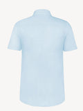 Back view of short sleeve aquamarine linen shirt – 100% Capri