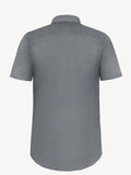 Back view of short sleeve dark grey linen shirt – 100% Capri