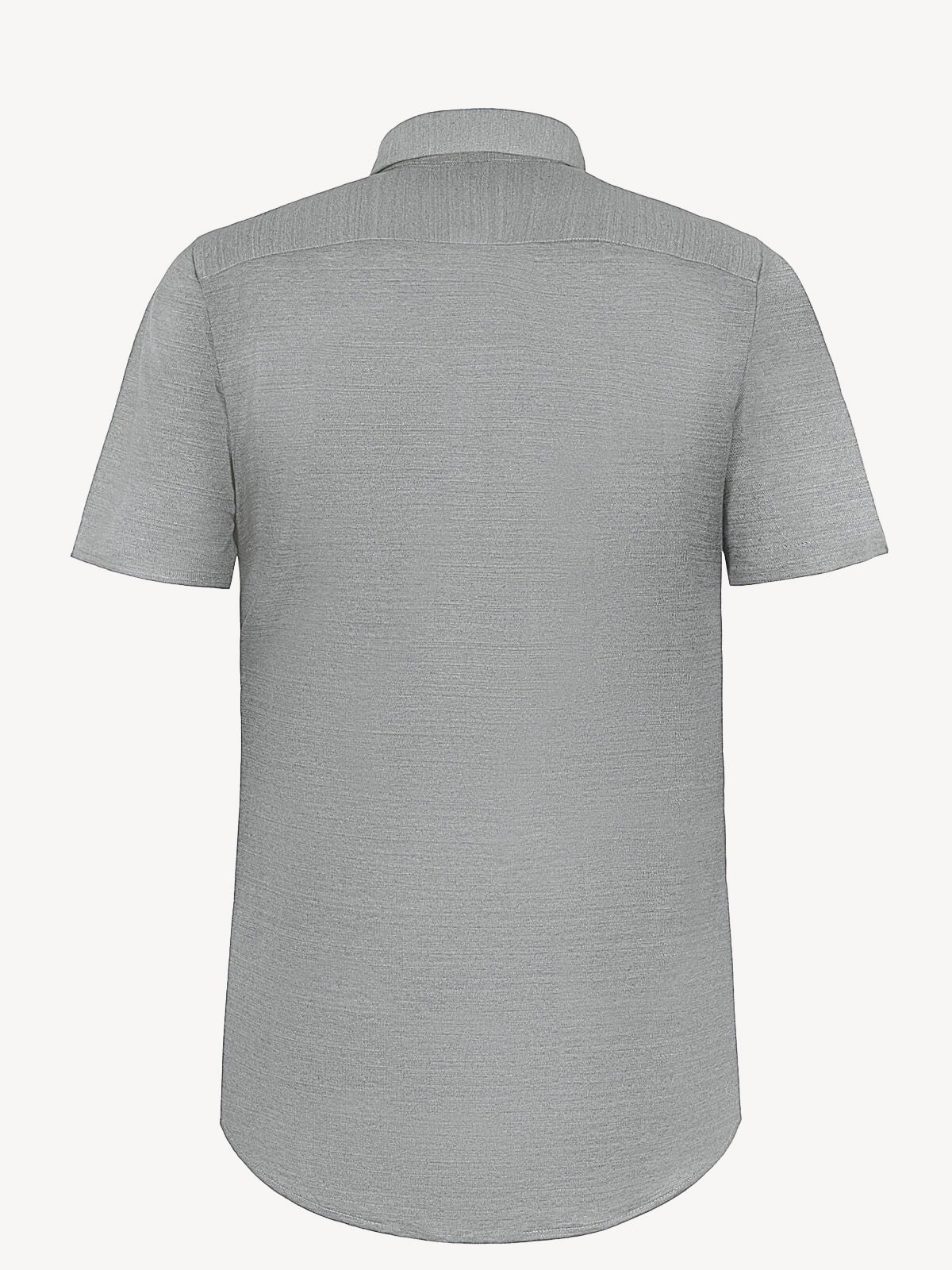 Back view of short sleeve light grey linen shirt – 100% Capri