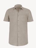 Short sleeve nut linen shirt, front view – 100% Capri