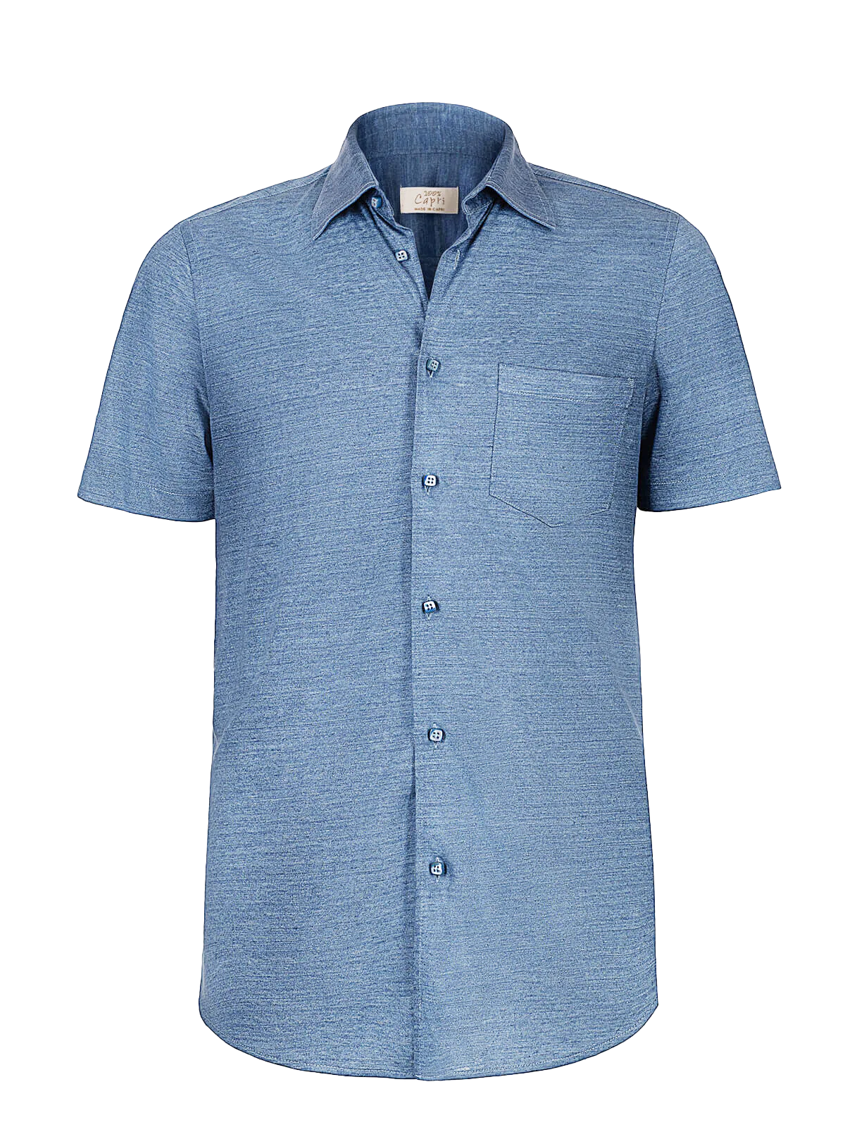 Camicia Short Sleeve 100% Capri jeans linen shirt front