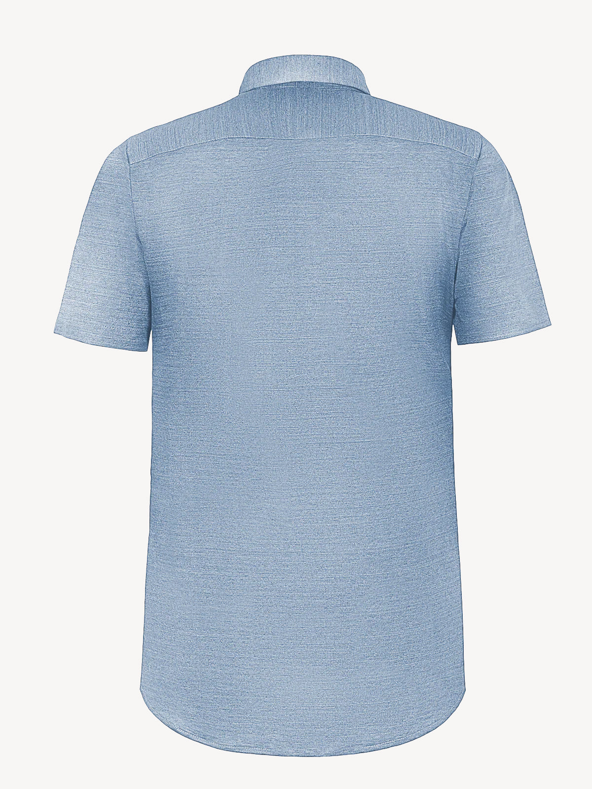 Back view of short sleeve light jeans linen shirt – 100% Capri