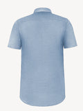 Back view of short sleeve light jeans linen shirt – 100% Capri