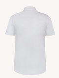 Back view of short sleeve white linen shirt – 100% Capri