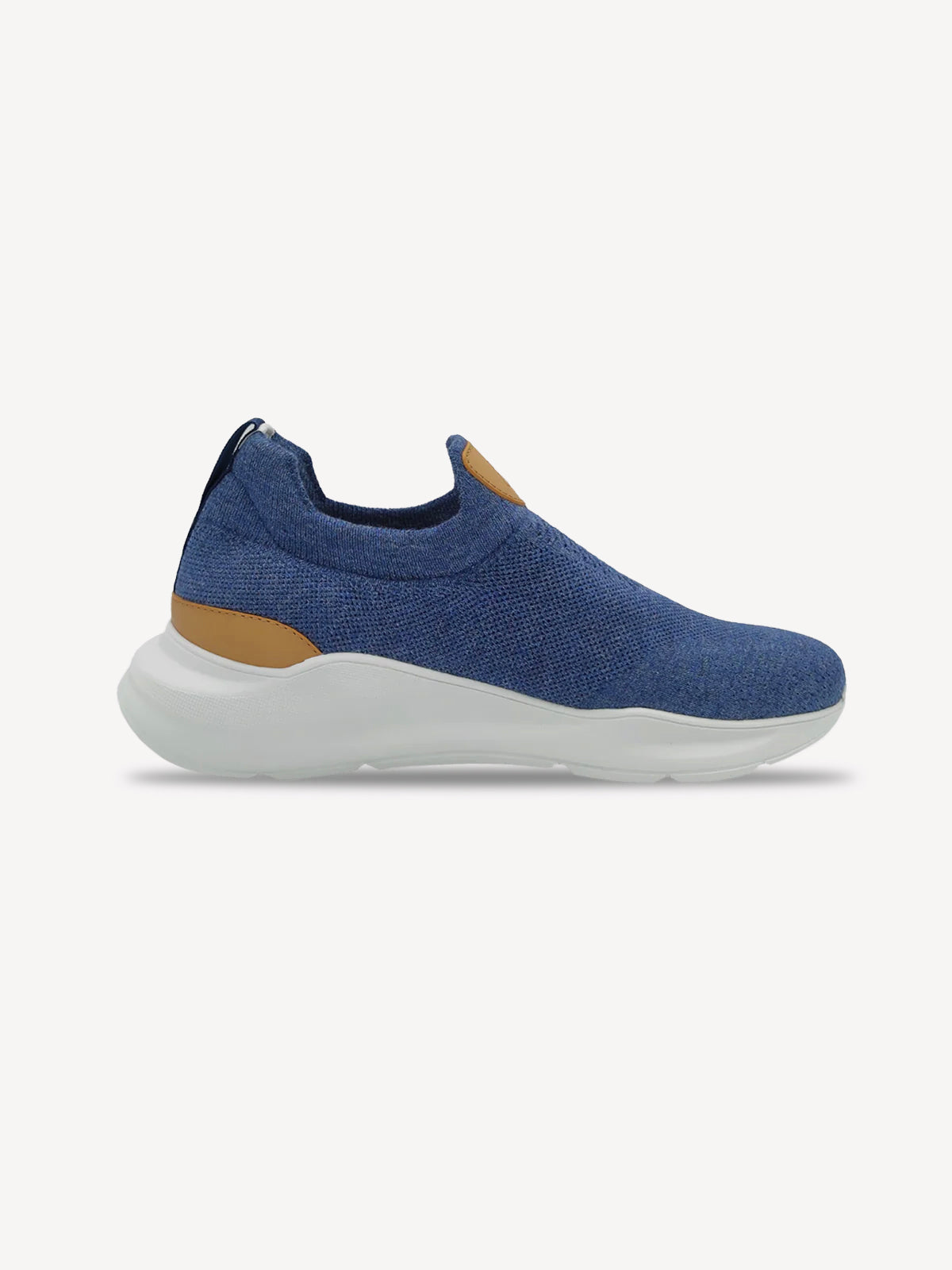 Sneakers Knit with breathable fabric upper, leather details, rubber sole, and slip-on design for comfort and casual wear - Denim Color 100% Capri