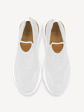 Sneakers Knit with breathable fabric upper, leather details, and flexible rubber sole for casual wear - White Color 100% Capri